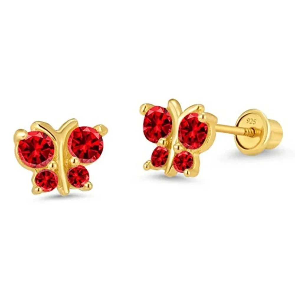 New Gold plated Brass Butterfly Earrings purple